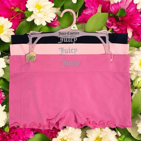 Juicy Couture Cute Boy Short Panty Underwear Pink, Black 3 Pair Set New Size XL - Picture 1 of 6